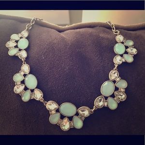 light aqua and clear jeweled J Crew necklace